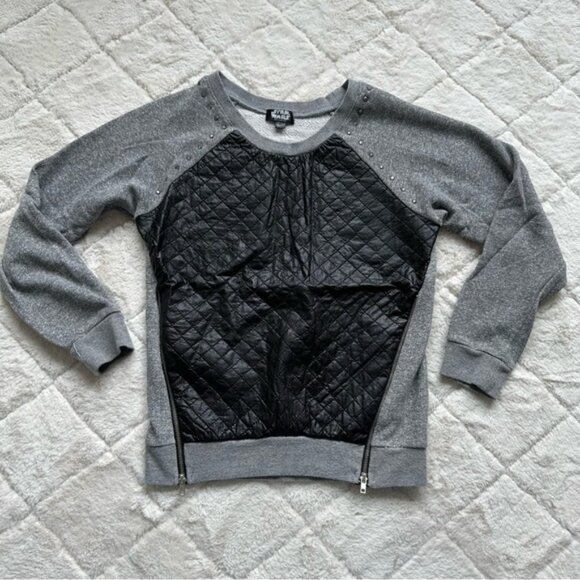 Disney X Star Wars | Gray and Black Faux Leather Quilted Sweater | Size Large 14 - Picture 2 of 13